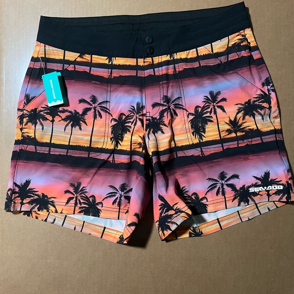 Orange and Black Tropical Board‎ Shorts